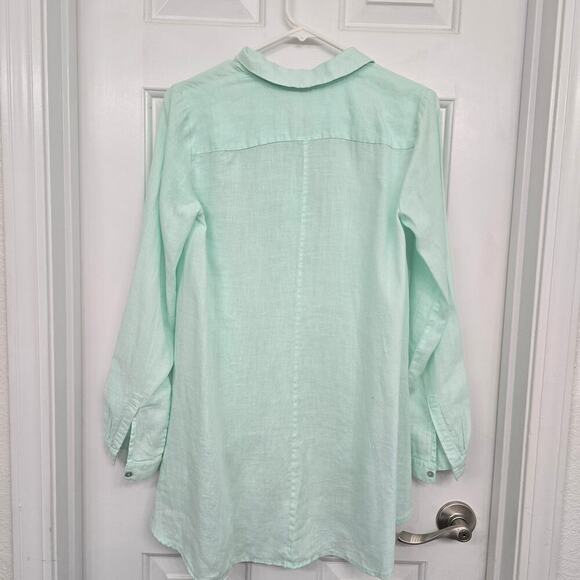 Eileen Fisher Organic Linen Tunic Top Sz S Green Minimalist Lagenlook Coastal - Picture 5 of 9